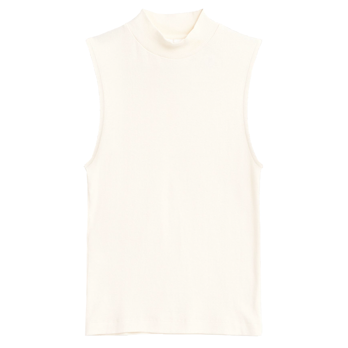 KnowledgeCotton Apparel KnowledgeCotton, High Neck Rib Top, star white, M