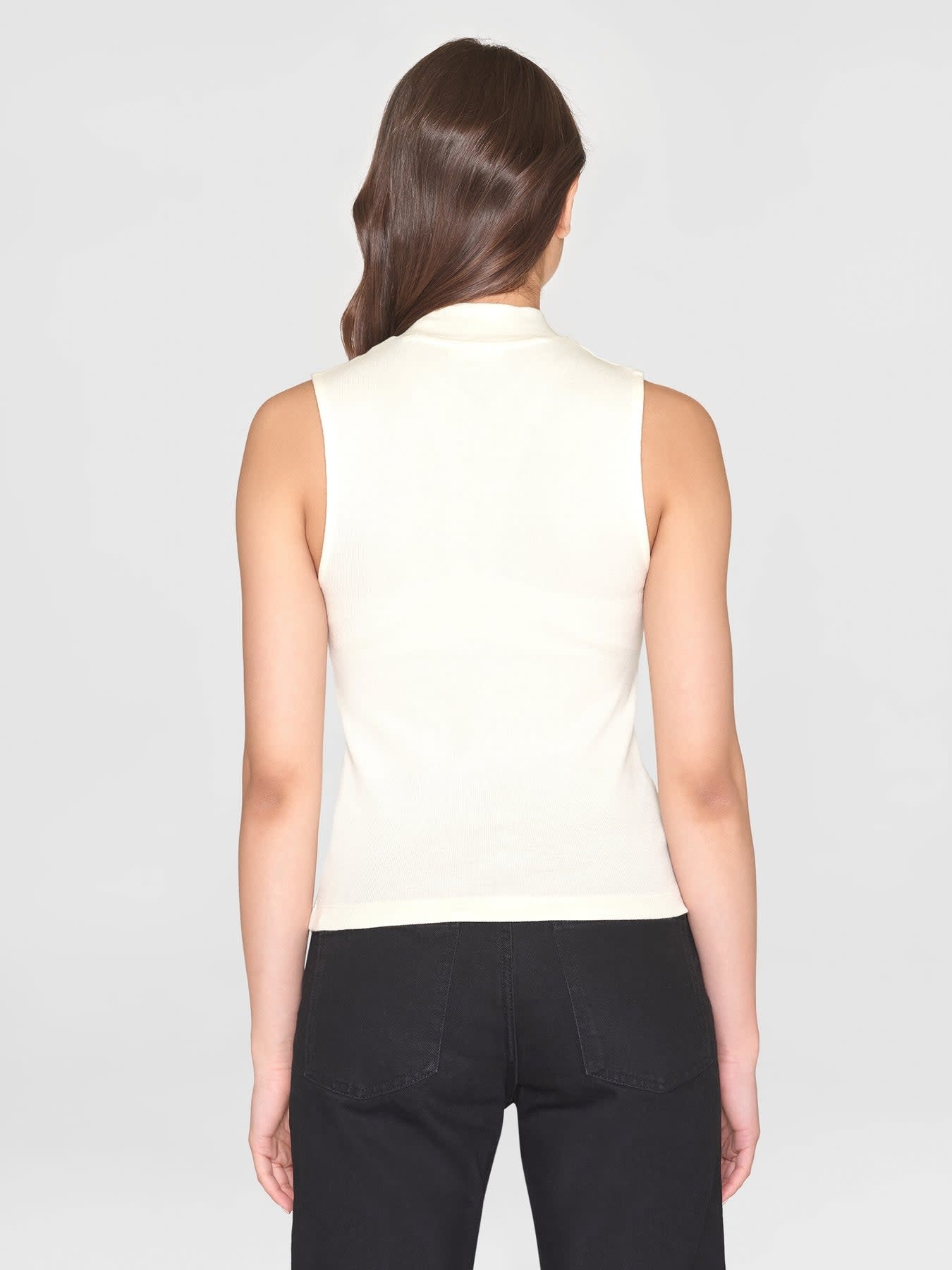 KnowledgeCotton Apparel KnowledgeCotton, High Neck Rib Top, star white, M