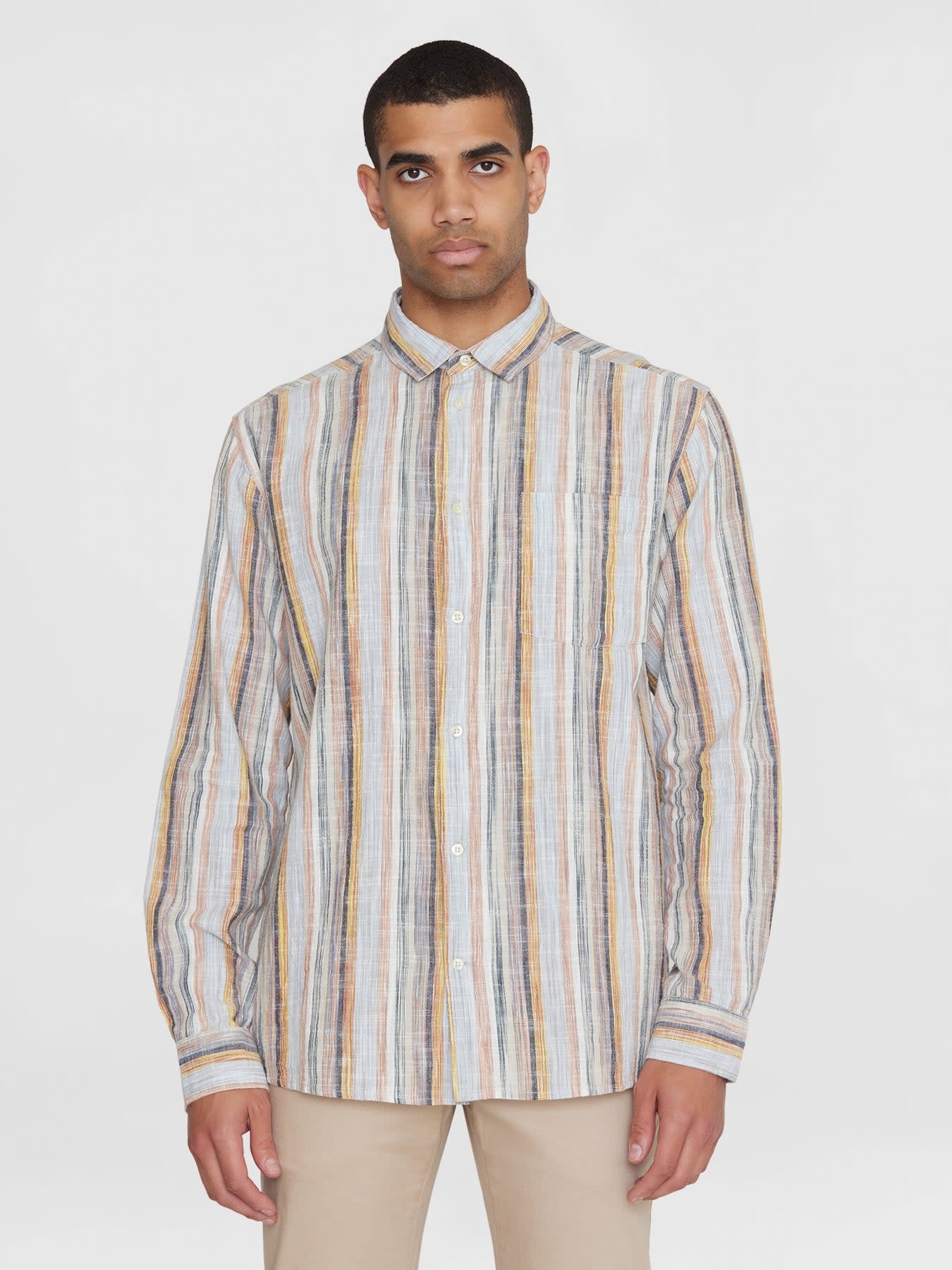 KnowledgeCotton Apparel KnowledgeCotton, Loose Striped Linen Shirt, multicolored, XL