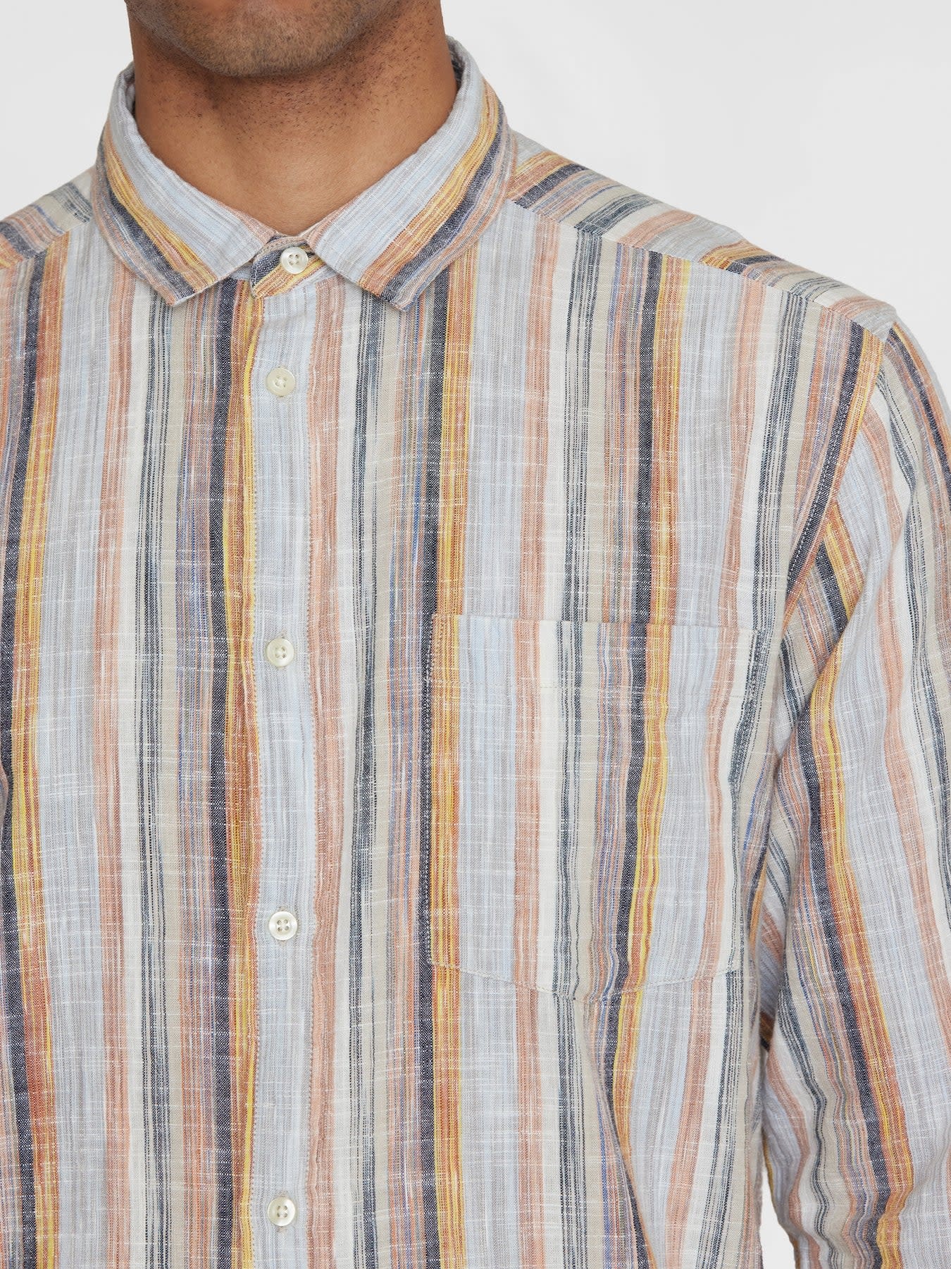 KnowledgeCotton Apparel KnowledgeCotton, Loose Striped Linen Shirt, multicolored, XL