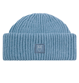 KnowledgeCotton Apparel KnowledgeCotton,  Wool Rib low Beanie, dusty blue mel