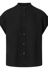 KnowledgeCotton Apparel KnowledgeCotton, Collar Stand Linen Shirt, black jet, M