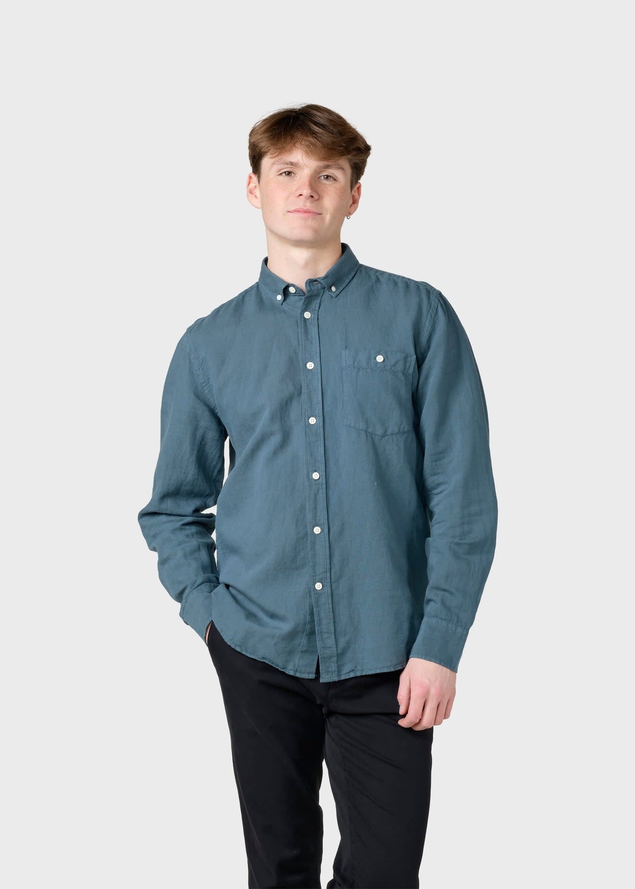 Klitmøller Klitmøller, Benjamin Linen Shirt, moss green, L