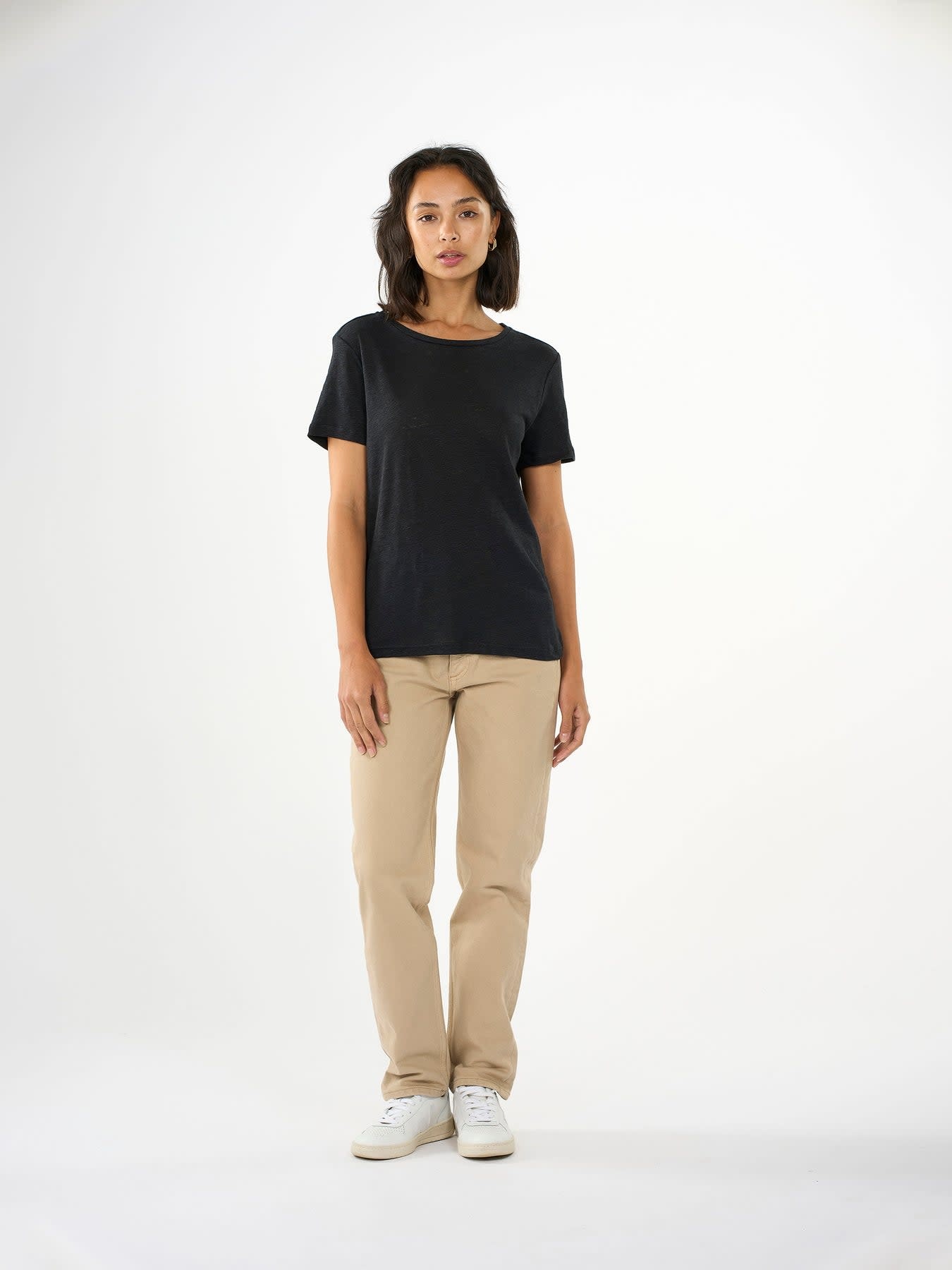 KnowledgeCotton Apparel KnowledgeCotton, Reg Linen T-Shirt, jet black, L