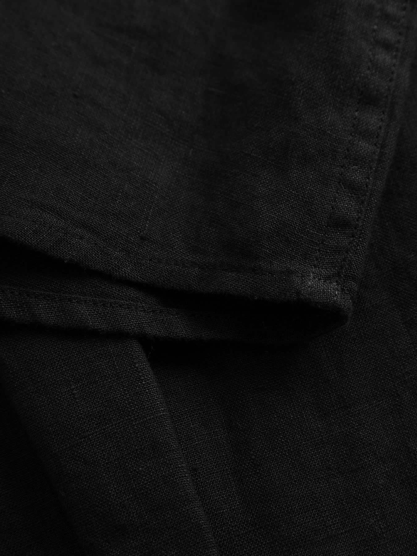 KnowledgeCotton Apparel KnowledgeCotton, Regular Linen Stand Collar Shirt, black jet, XL