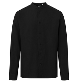 KnowledgeCotton Apparel KnowledgeCotton, Regular Linen Stand Collar Shirt, black jet, L