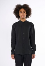 KnowledgeCotton Apparel KnowledgeCotton, Regular Linen Stand Collar Shirt, black jet, L