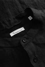 KnowledgeCotton Apparel KnowledgeCotton, Regular Linen Stand Collar Shirt, black jet, L