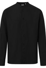 KnowledgeCotton Apparel KnowledgeCotton, Regular Linen Stand Collar Shirt, black jet, M