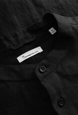 KnowledgeCotton Apparel KnowledgeCotton, Regular Linen Stand Collar Shirt, black jet, M