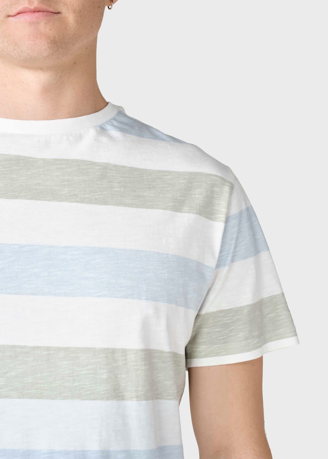 Klitmøller Klitmøller, George Tee, light blue/sage stripes, L