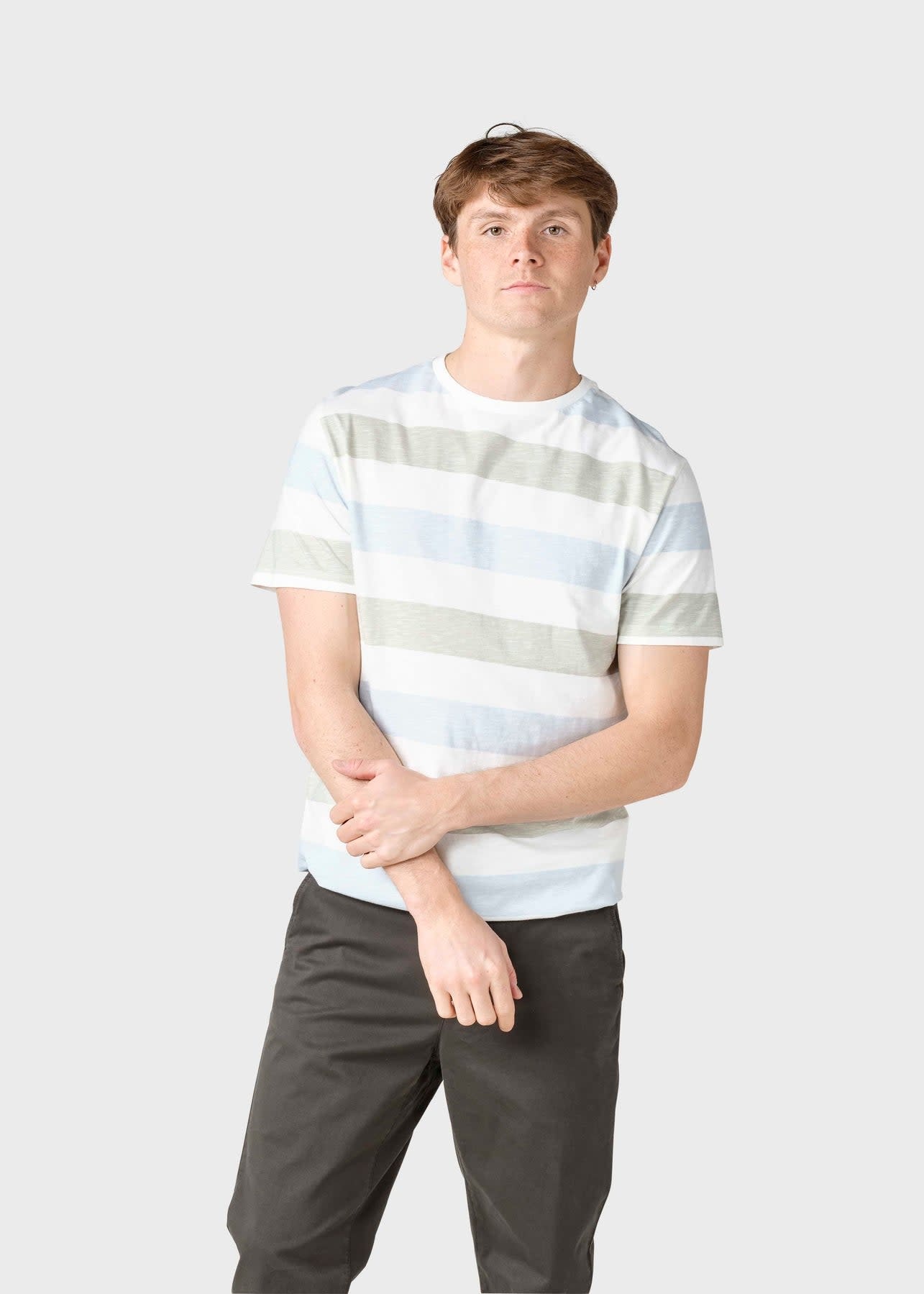 Klitmøller Klitmøller, George Tee, light blue/sage stripes, M