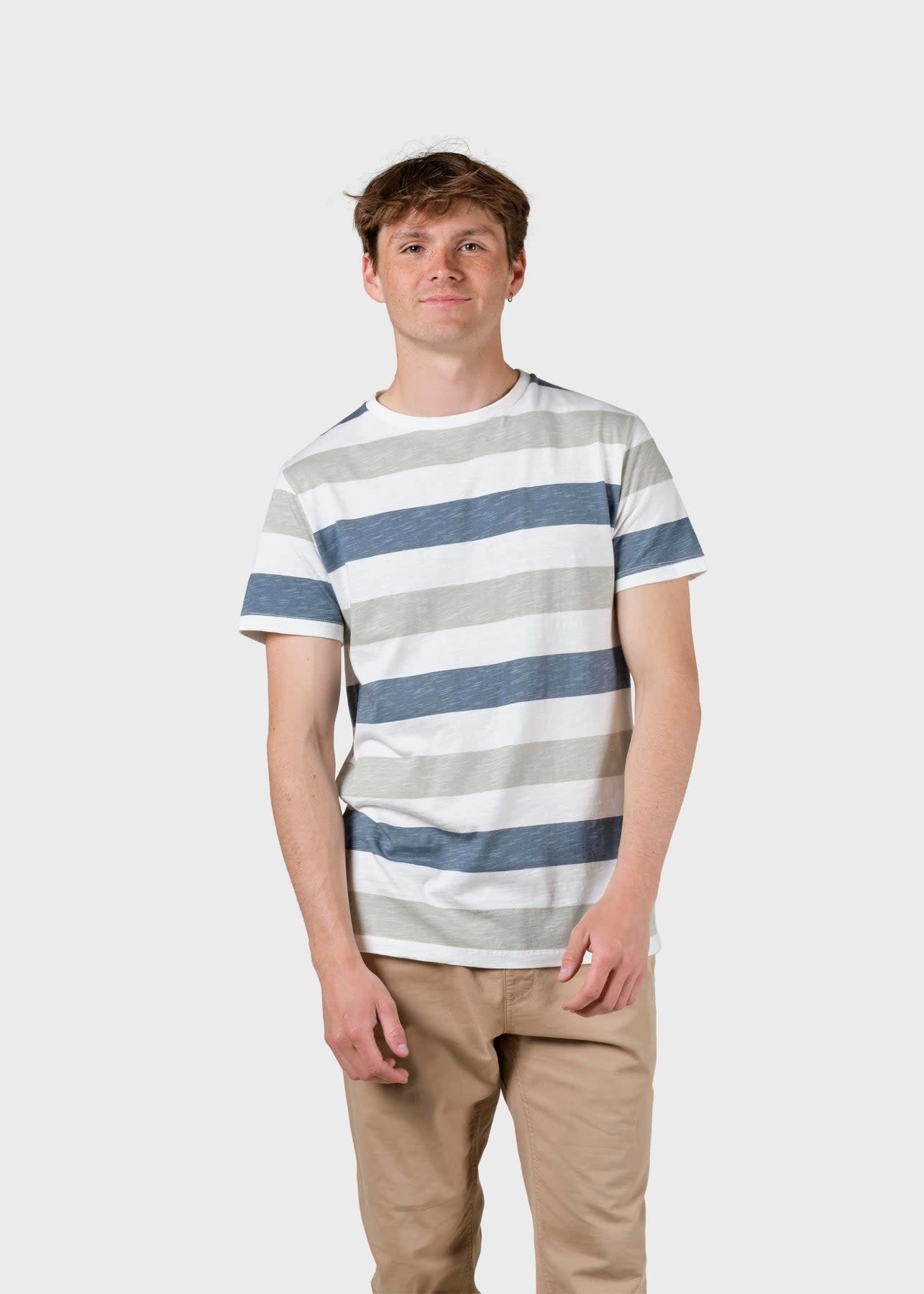 Klitmøller Klitmøller, George Tee, sky blue/sage stripes, S