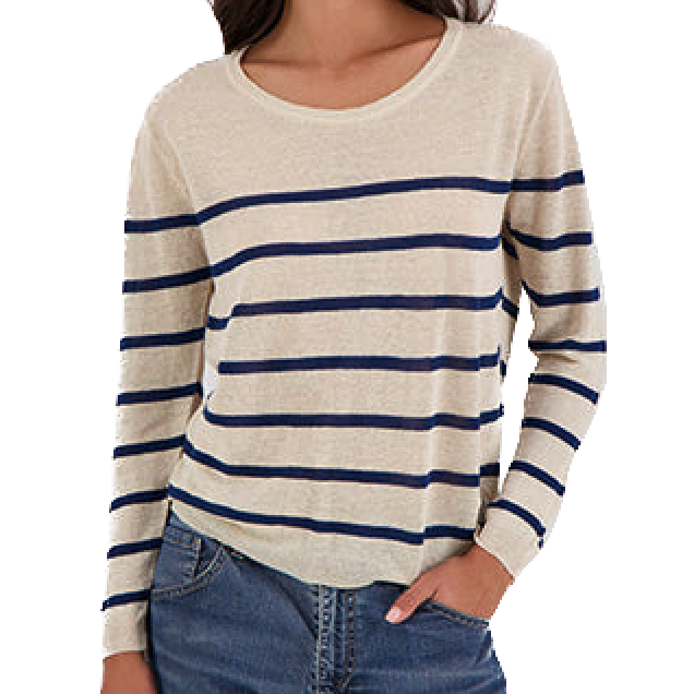 Les Racines du Ciel Les Racines du Ciel, Round Neck Sweater, off white blue, L