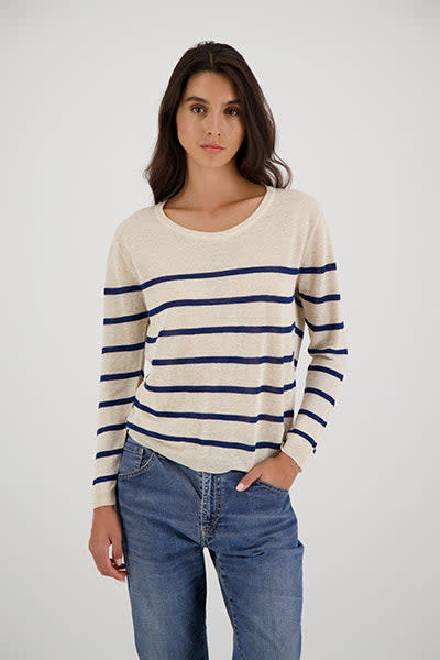 Les Racines du Ciel Les Racines du Ciel, Round Neck Sweater, off white blue, L