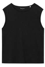KnowledgeCotton Apparel KnowledgeCotton, Loose Fold Up Linen T-Shirt, black jet, L