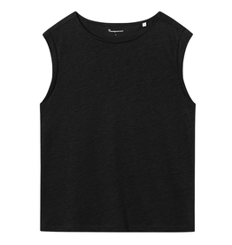 KnowledgeCotton Apparel KnowledgeCotton, Loose Fold Up Linen T-Shirt, black jet, L