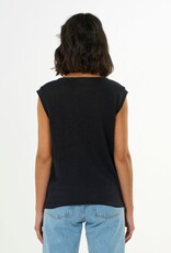 KnowledgeCotton Apparel KnowledgeCotton, Loose Fold Up Linen T-Shirt, black jet, L