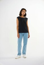 KnowledgeCotton Apparel KnowledgeCotton, Loose Fold Up Linen T-Shirt, black jet, L