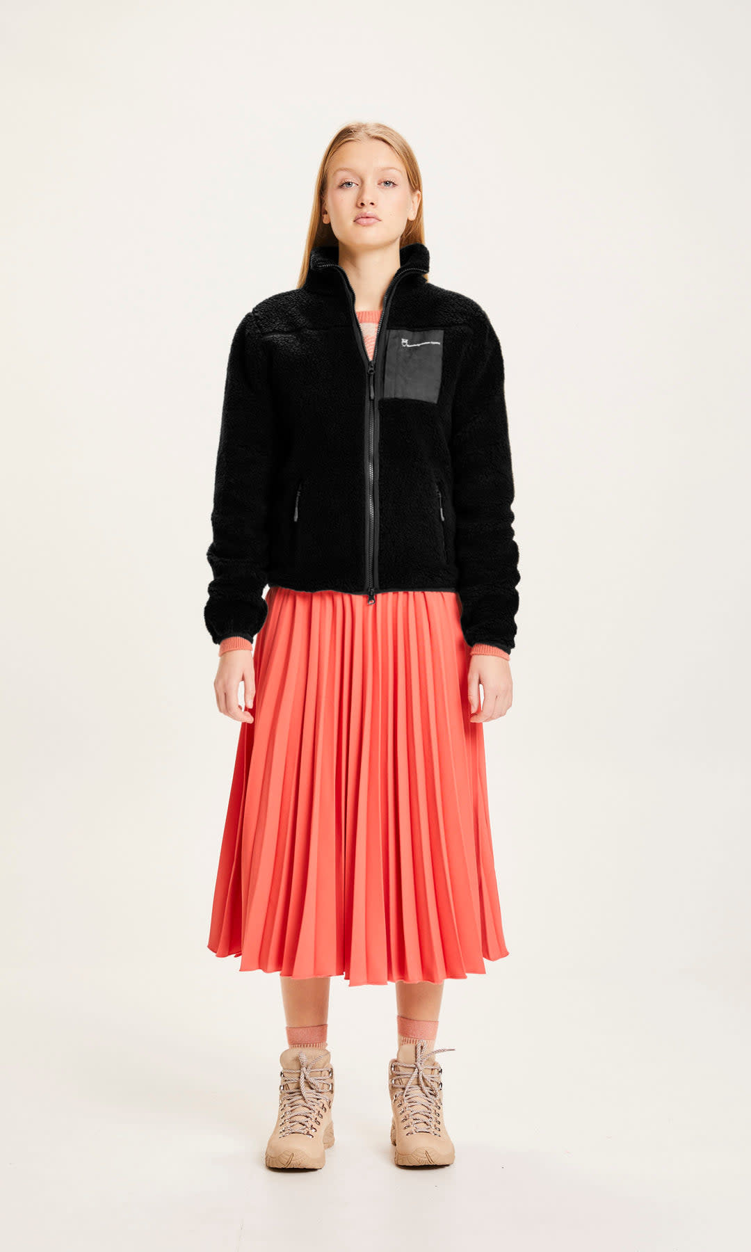 KnowledgeCotton Apparel KnowledgeCotton, Betony Teddy Zip Jacket, black jet, S