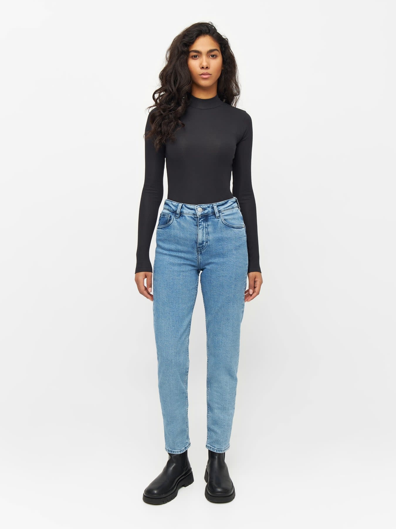 KnowledgeCotton Apparel KnowledgeCotton, Rib High Neck Long Sleeved, black jet, M