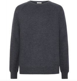 KnowledgeCotton Apparel KnowledgeCotton, O-Neck Merino Rib Knit, dark grey melange, S