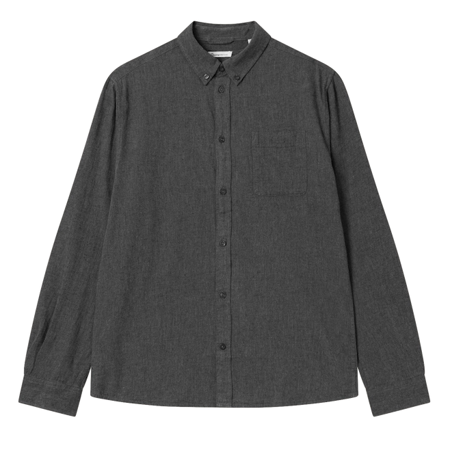KnowledgeCotton Apparel KnowledgeCotton, Melangé Flannel, dark grey melange, L