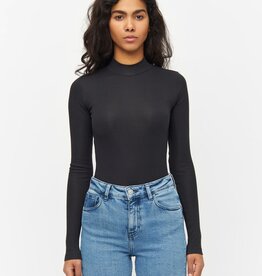 KnowledgeCotton Apparel KnowledgeCotton, Rib High Neck Long Sleeved, black jet, L