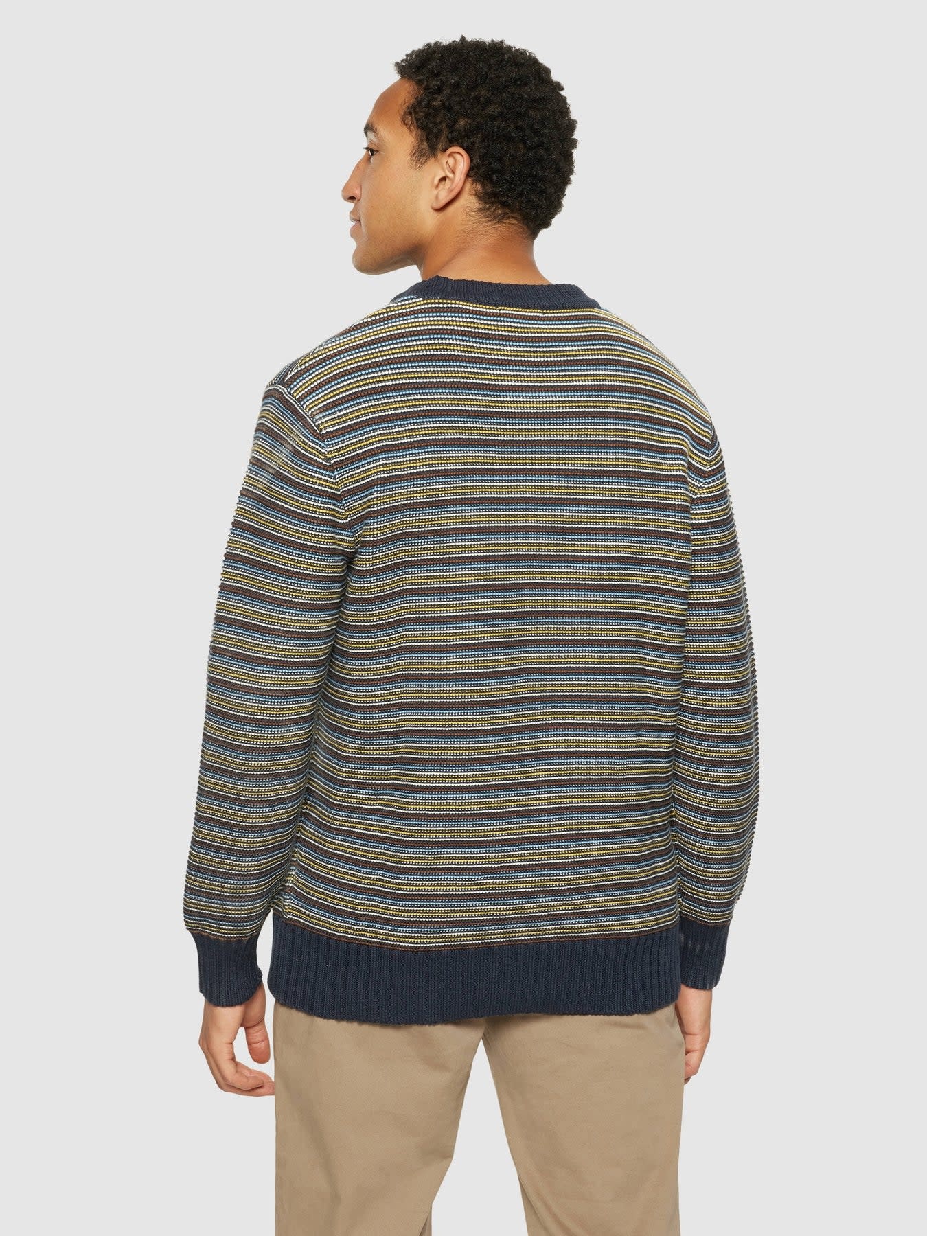 KnowledgeCotton Apparel KnowledgeCotton, Striped Knit Crew Neck, blue stripe, M
