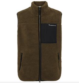 KnowledgeCotton Apparel KnowledgeCotton, Teddy Fleece Vest, dark olive,  S