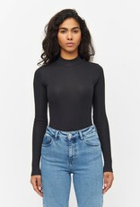 KnowledgeCotton Apparel KnowledgeCotton, Rib High Neck Long Sleeved, black jet, M