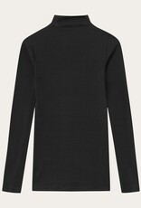 KnowledgeCotton Apparel KnowledgeCotton, Rib High Neck Long Sleeved, black jet, S