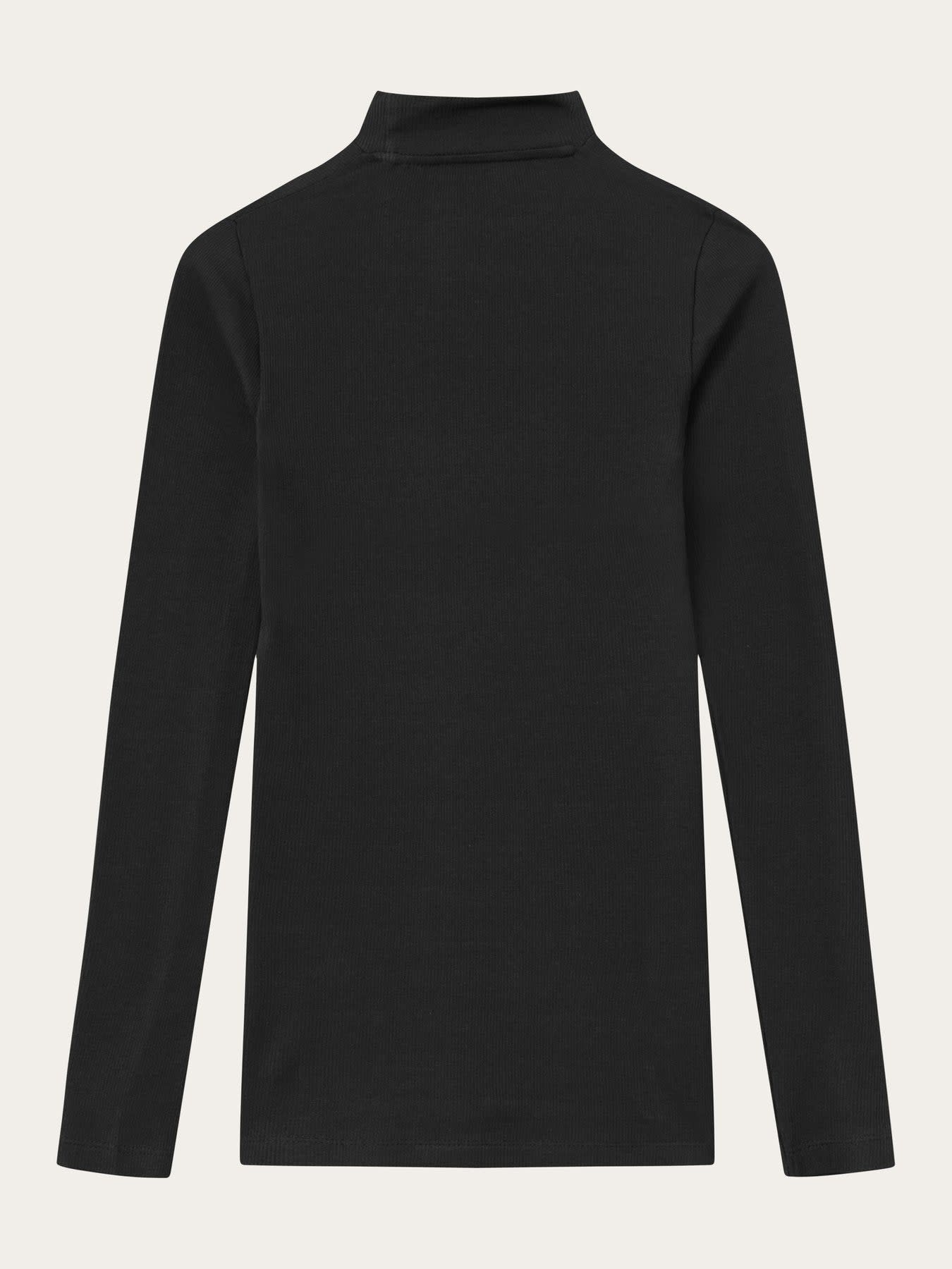 KnowledgeCotton Apparel KnowledgeCotton, Rib High Neck Long Sleeved, black jet, S