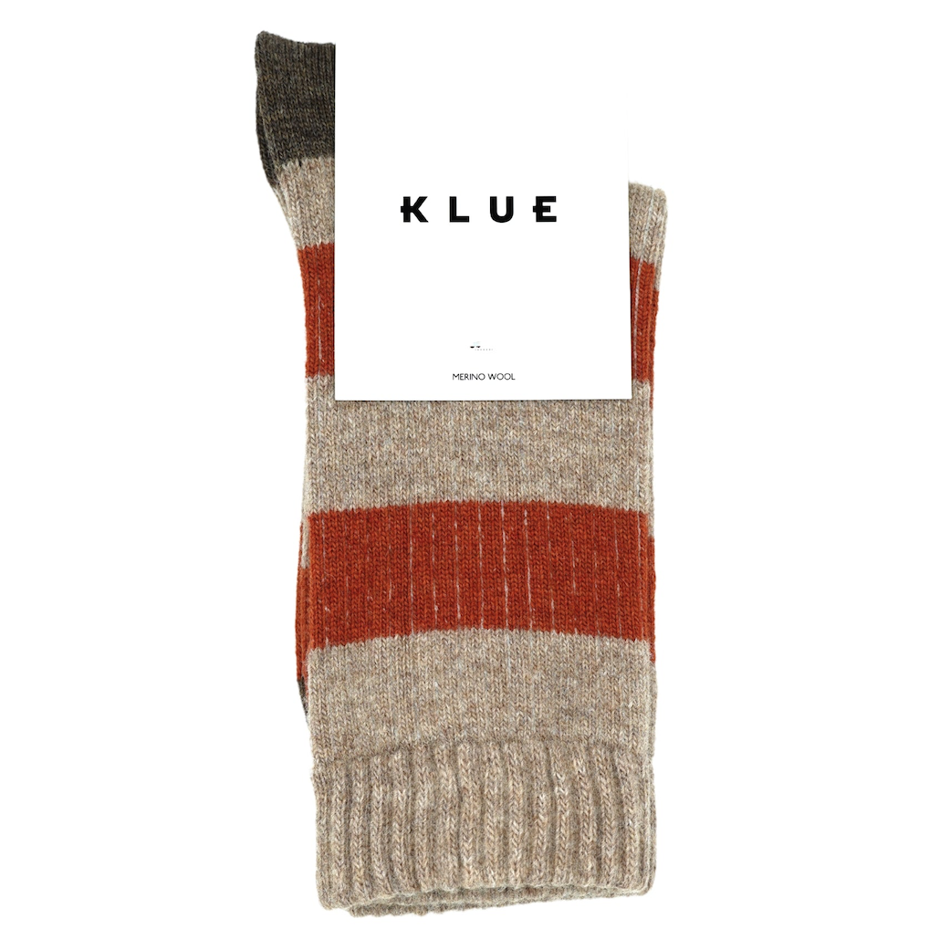 KLUE KLUE, Merino Wool Socks Striped, beige/orange, 36-40