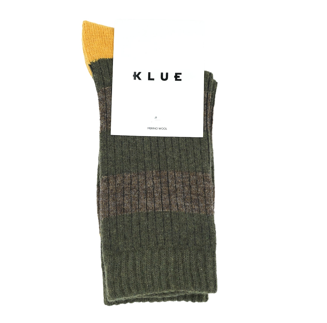 KLUE KLUE, Merino Wool Socks Striped, khaki/yellow, 41-46