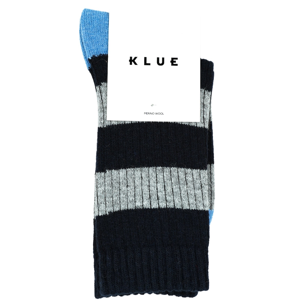 KLUE KLUE, Merino Wool Socks Striped, navy/grey, 41-46