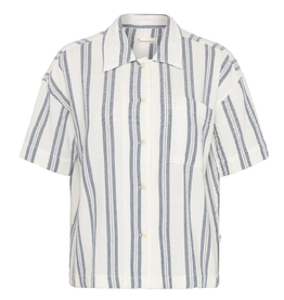 KnowledgeCotton Apparel KnowledgeCotton, Striped Short Sleeved Shirt, blue stripe, XS