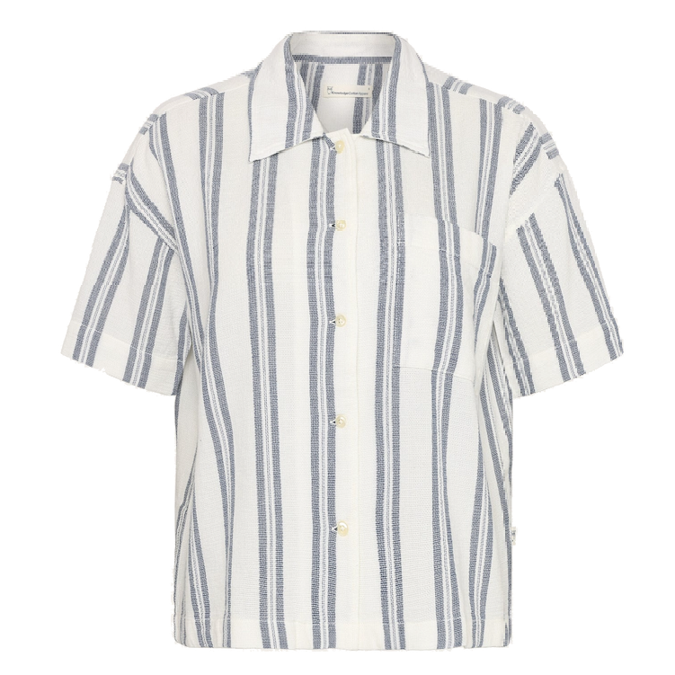 KnowledgeCotton Apparel KnowledgeCotton, Striped Short Sleeved Shirt, blue stripe, XS