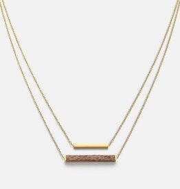 Kerbholz Kerbholz, Rectangle Necklace, walnut, gold