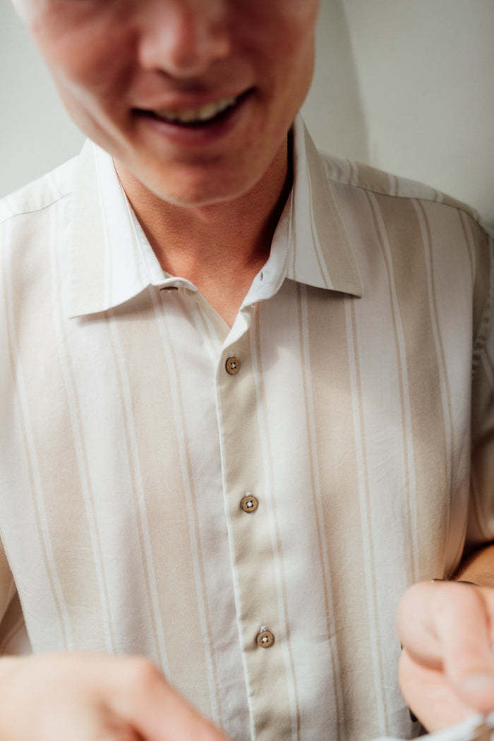 Lakor Lakor, Roadline Short Sleeve Shirt, oatmeal, M