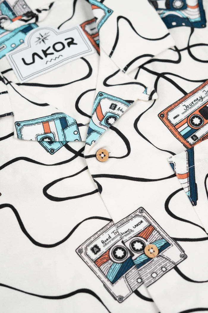 Lakor Lakor, Roadtrip Mixtape Short Sleeve Shirt, starwhite, M