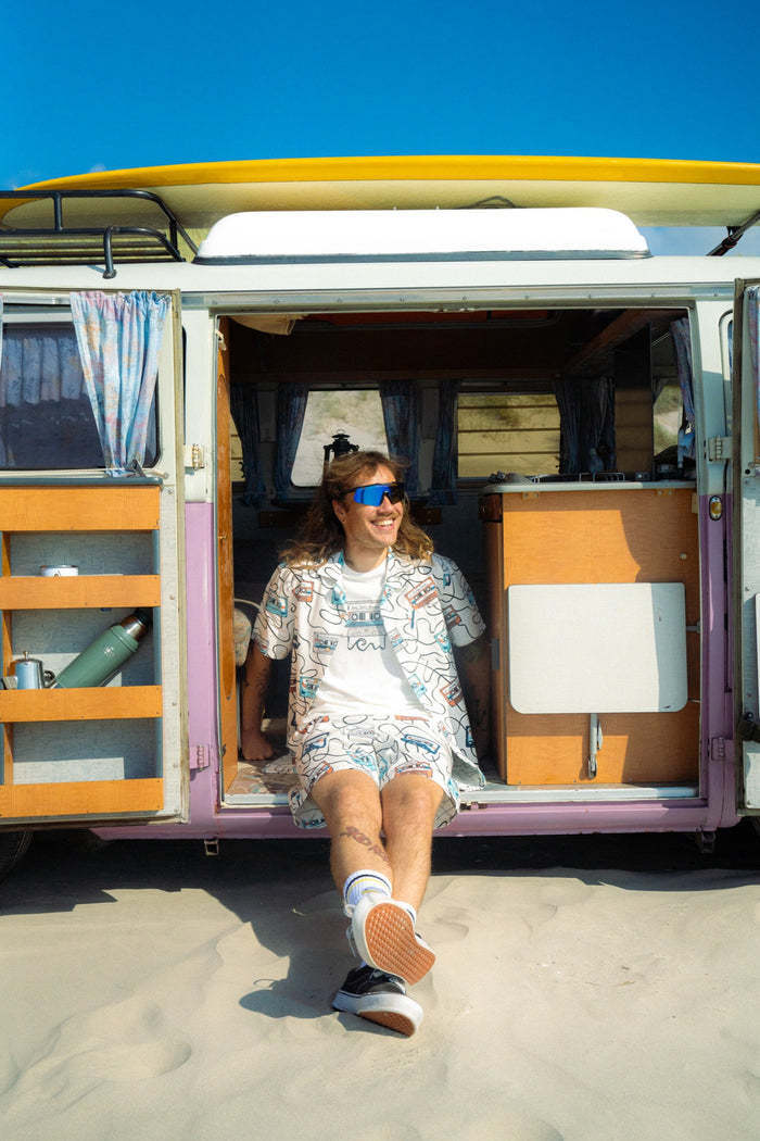 Lakor Lakor, Roadtrip Mixtape Short Sleeve Shirt, starwhite, M