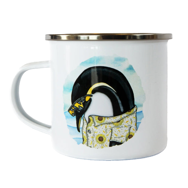 Lakor Lakor, Pool Party Penguin Enamel Mug, white