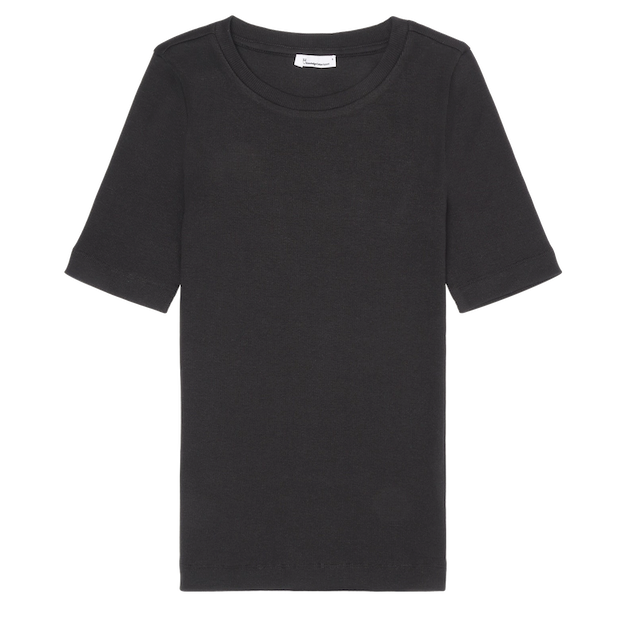 KnowledgeCotton Apparel KnowledgeCotton, Rib T-Shirt, black jet, L
