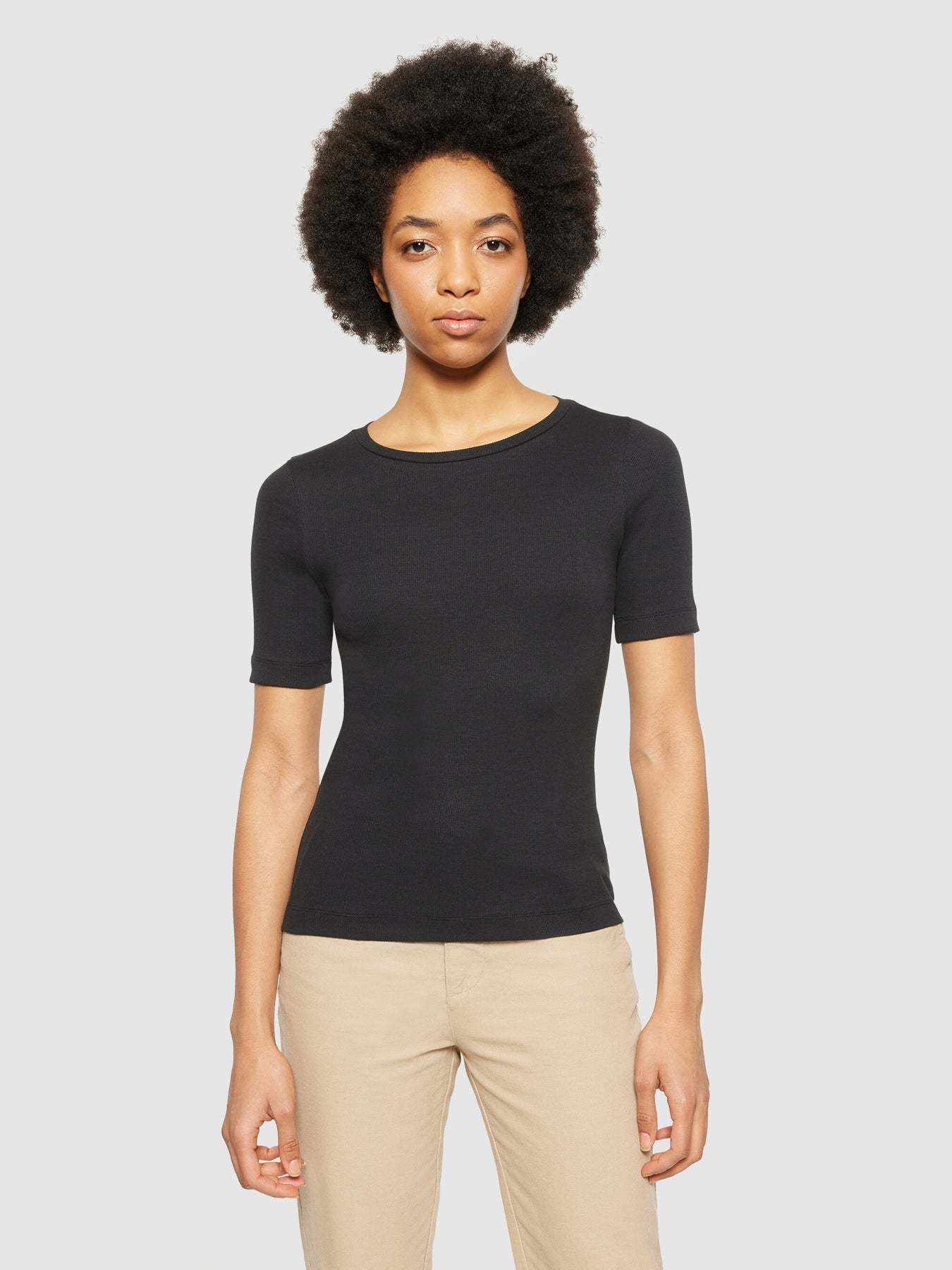 KnowledgeCotton Apparel KnowledgeCotton, Rib T-Shirt, black jet, L