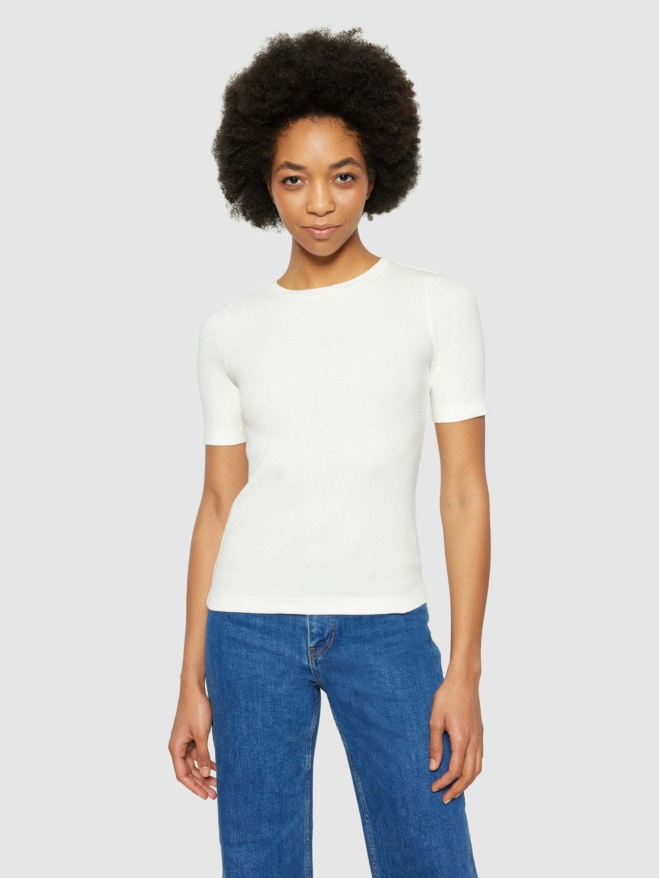 KnowledgeCotton Apparel KnowledgeCotton, Rib T-Shirt, star white, L
