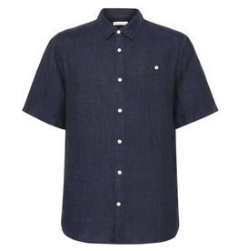 KnowledgeCotton Apparel KnowledgeCotton, Regular Linen Short Shirt, total eclipse, XL
