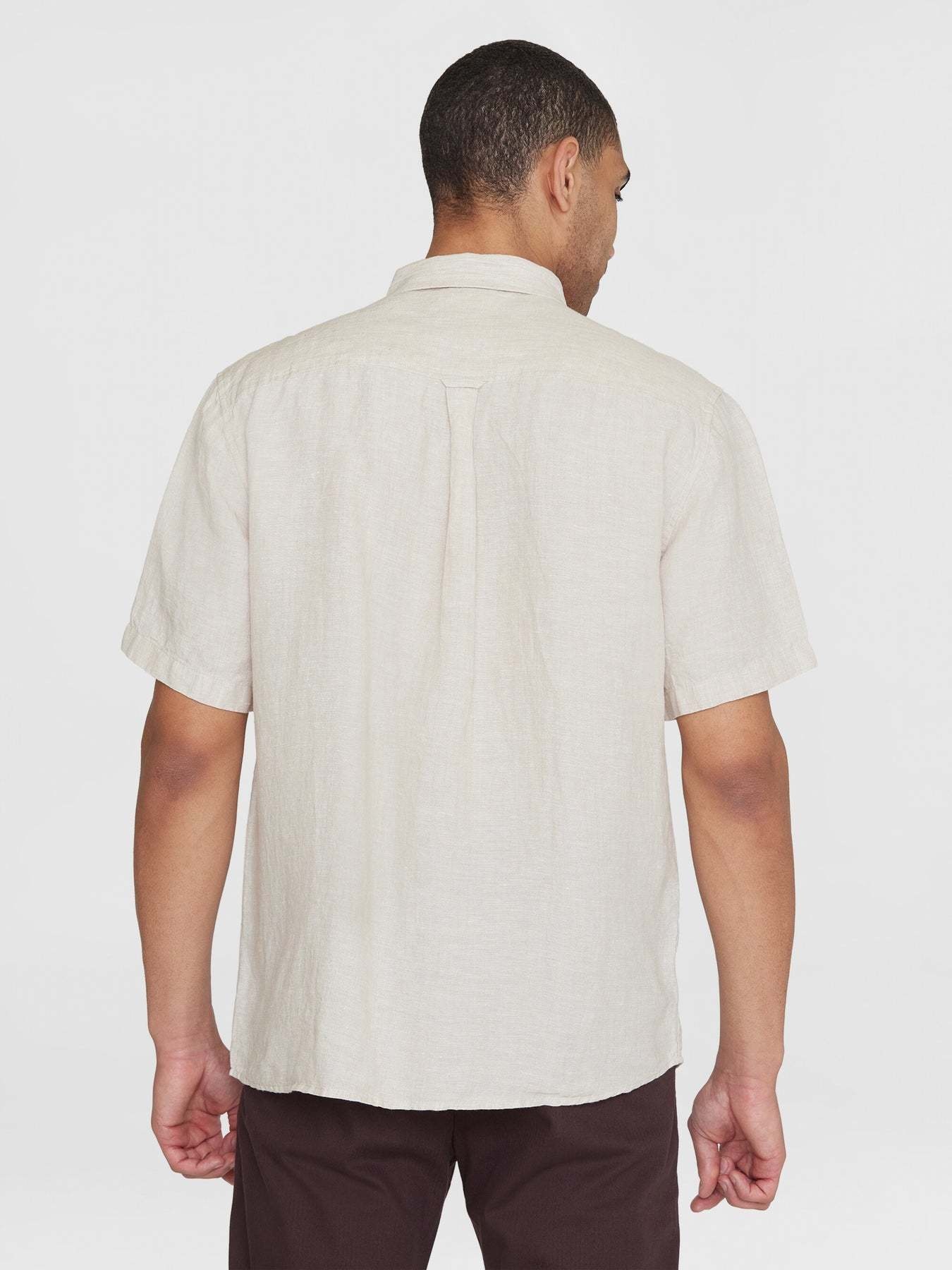 KnowledgeCotton Apparel KnowledgeCotton, Regular Linen Short Shirt, light feather gray, L