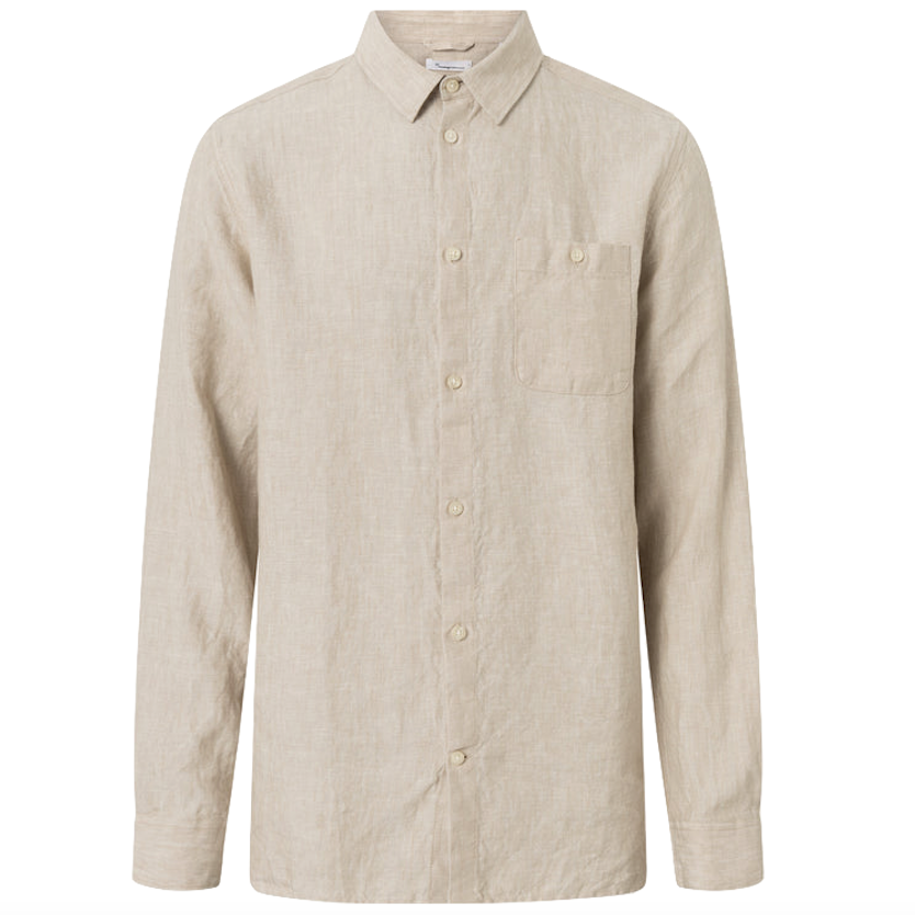 KnowledgeCotton Apparel KnowledgeCotton, Regular Linen Shirt, light feather gray, L