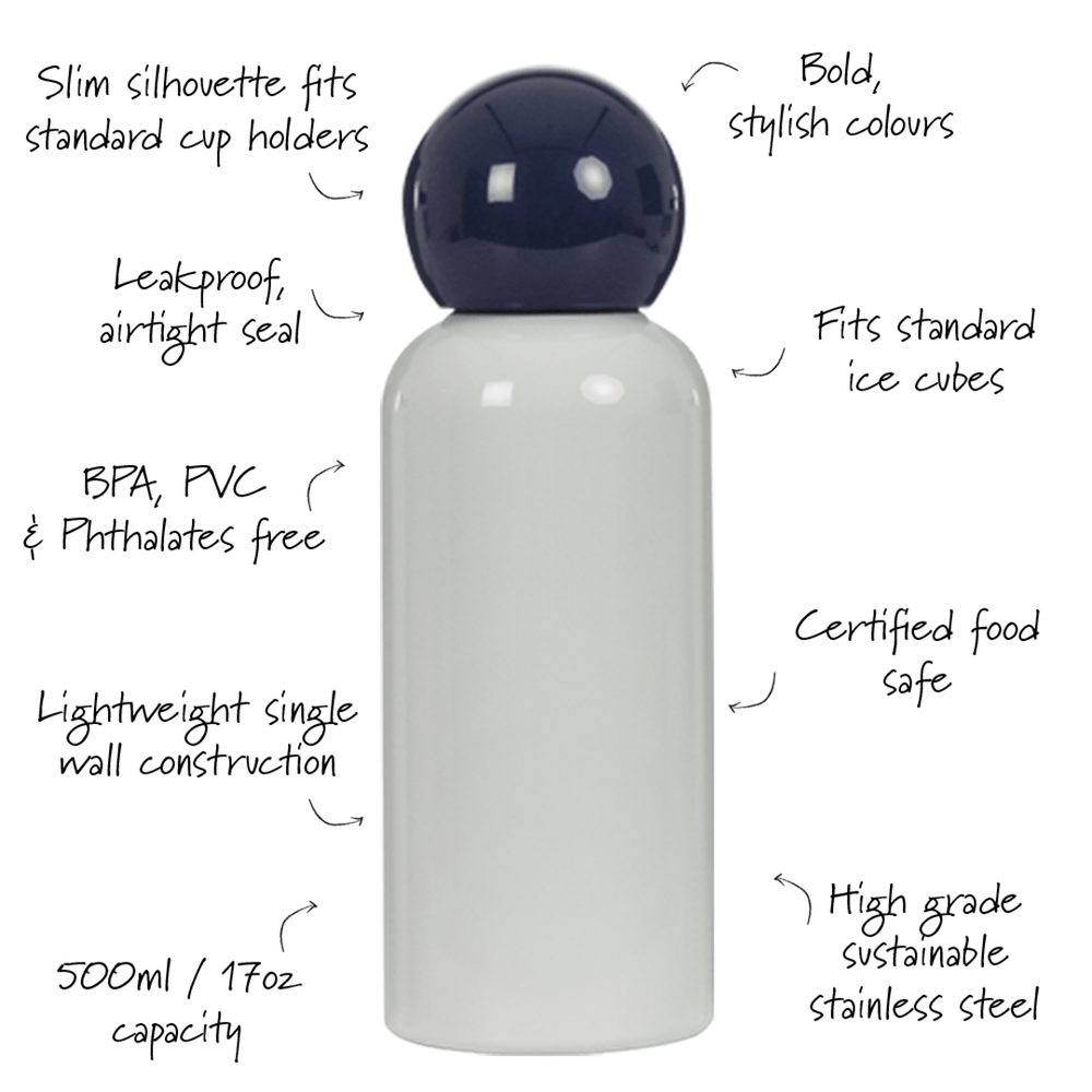 Lund London Lund London, Lite Water Bottle, white &  indigo